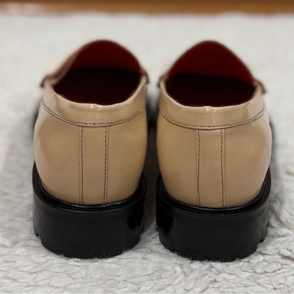 NEW Free People Liv Leather Cream Block Heels Slip on Loafer Sz 40 US 10 Preppy - Picture 5 of 10
